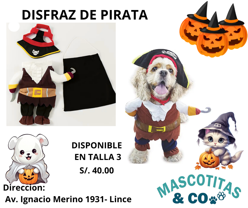 Disfraz de pirata para mascota