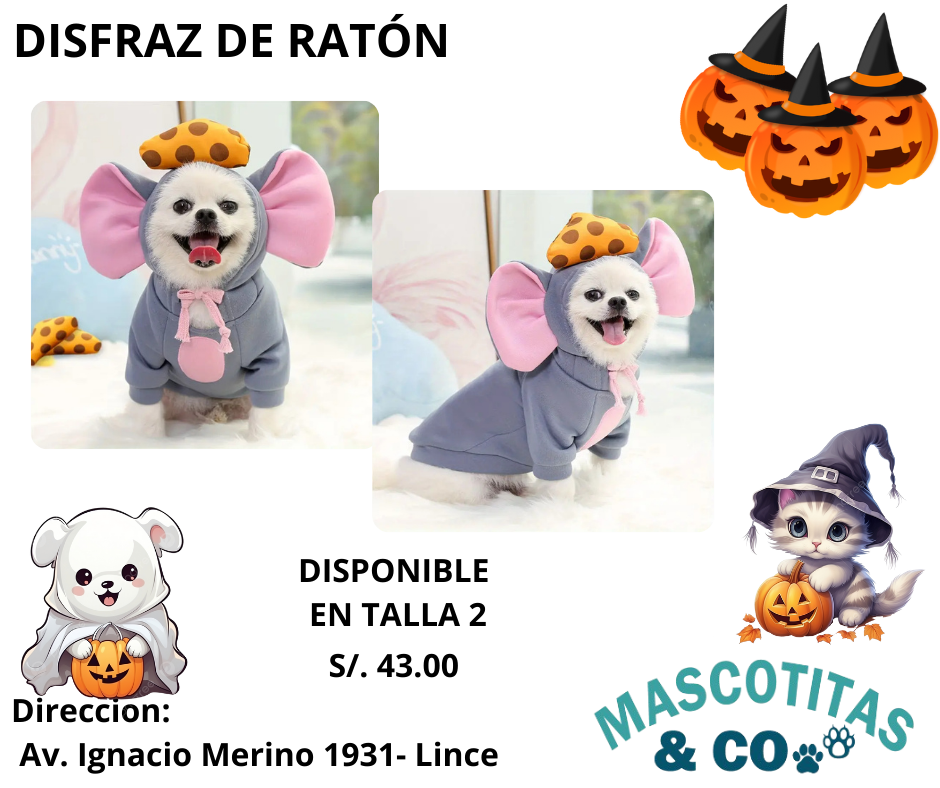 DISFRAZ DE RATON PARA MASCOTAS