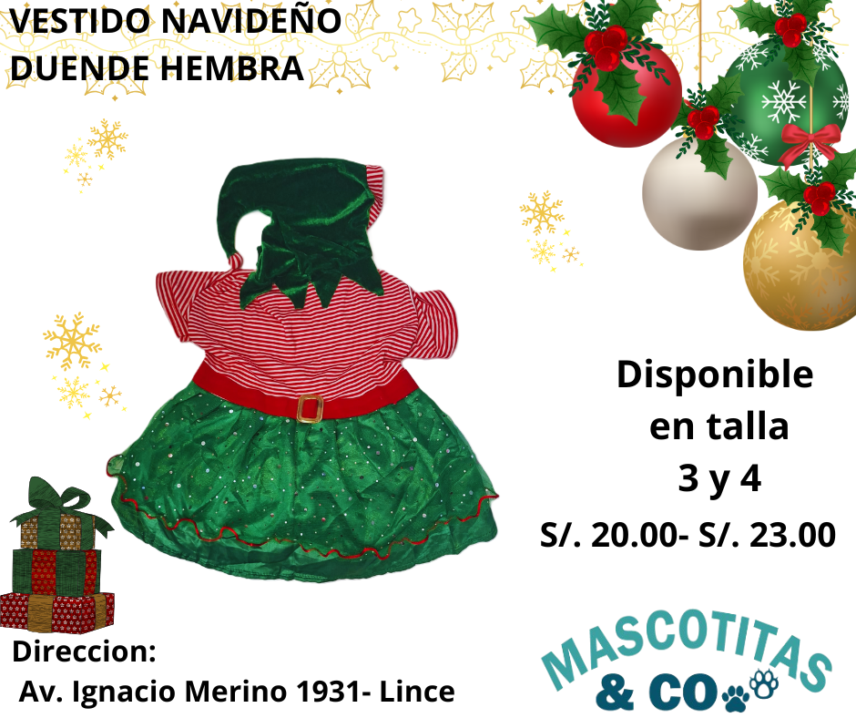 VESTIDO NAVIDEÑO DUENDE HEMBRA